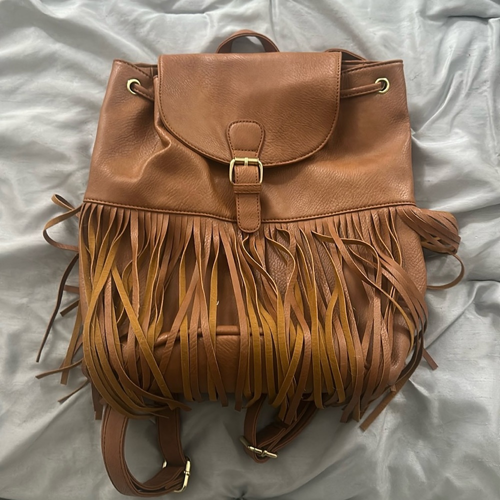 Y2K Fringe Brown Backpack